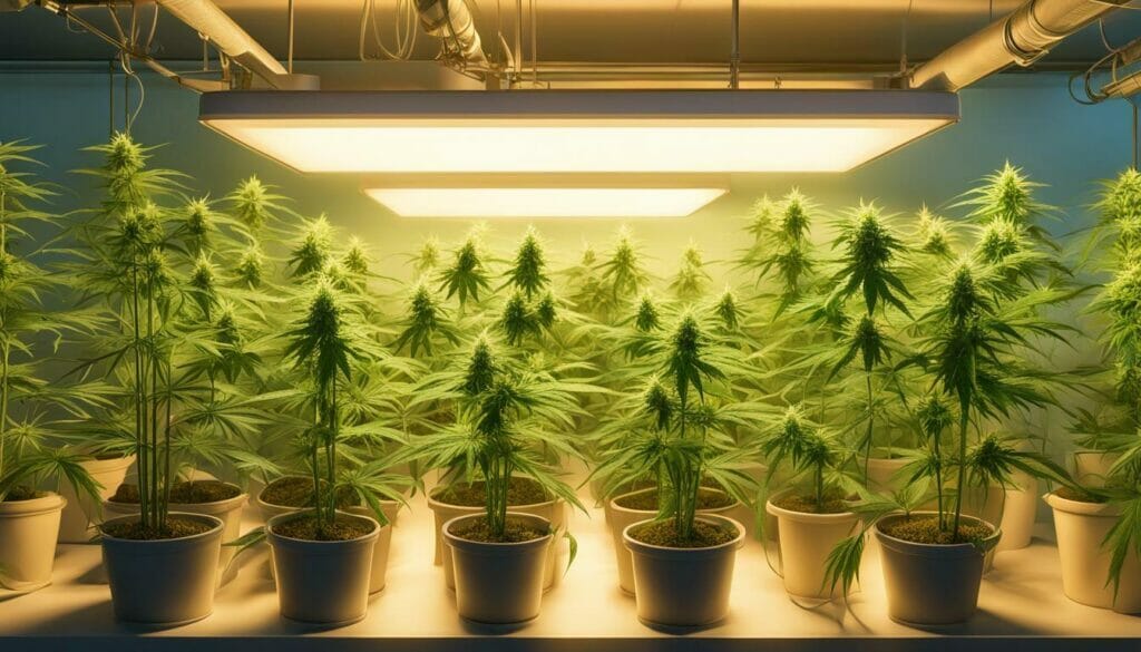 Cannabis Plants Under Grow Lights