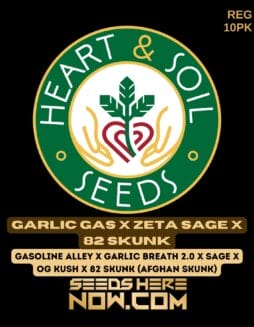 Heart & Soil Seeds - Garlic Gas x Zeta SAGE x 82 Skunk {REG} [10pk]Heart Soil Seeds - Garlic Gas x Zeta SAGE x 82 Skunk REG 10pk