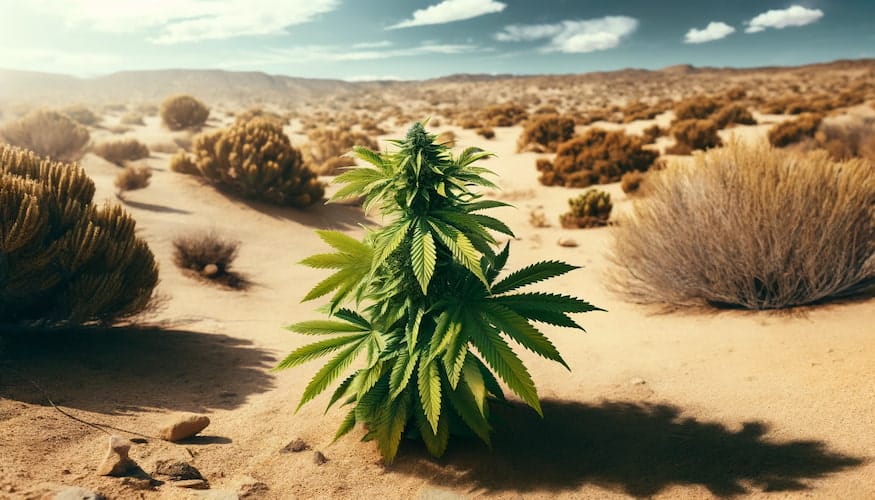 Cannabis Plant in Desert