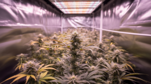 Stop Growing Boring Buds: Increase Cannabis Terpenes The Right Way β Indoor feminized cannabis garden with vibrant terpenes and colorful aroma mist