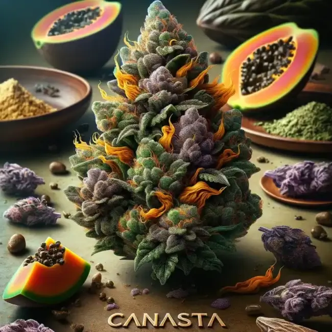 Canasta Regular Seeds - a blend of Papaya and Meat Breath with earthy, citrus, and diesel flavors