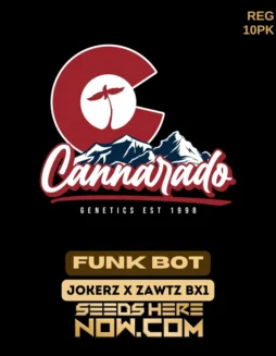 Cannarado Genetics Funk Bot cannabis seeds pack, featuring Jokerz and Zawtz Bx1 genetics