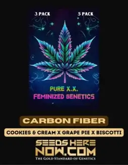 Carbon Fiber S1 Feminized Cannabis Seeds featuring genetics from Cookies N Cream, Grape Pie, and Biscotti
