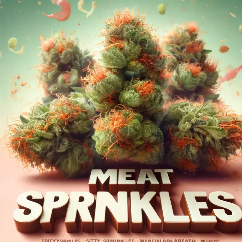 Meat Sprinkles cannabis seeds by Thug Pug Genetics, featuring earthy, spicy flavors and 20-25% THC content.
