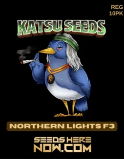 Northern Lights F3 regular cannabis seeds by Katsu Seeds featuring pine, earthy, and citrus flavors