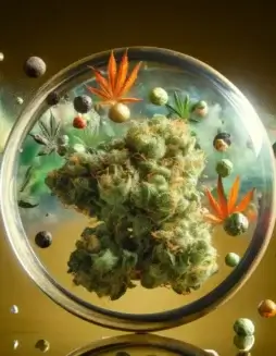 Plinko cannabis seeds, a hybrid strain by Thug Pug Genetics with earthy, pine, and citrus aromas