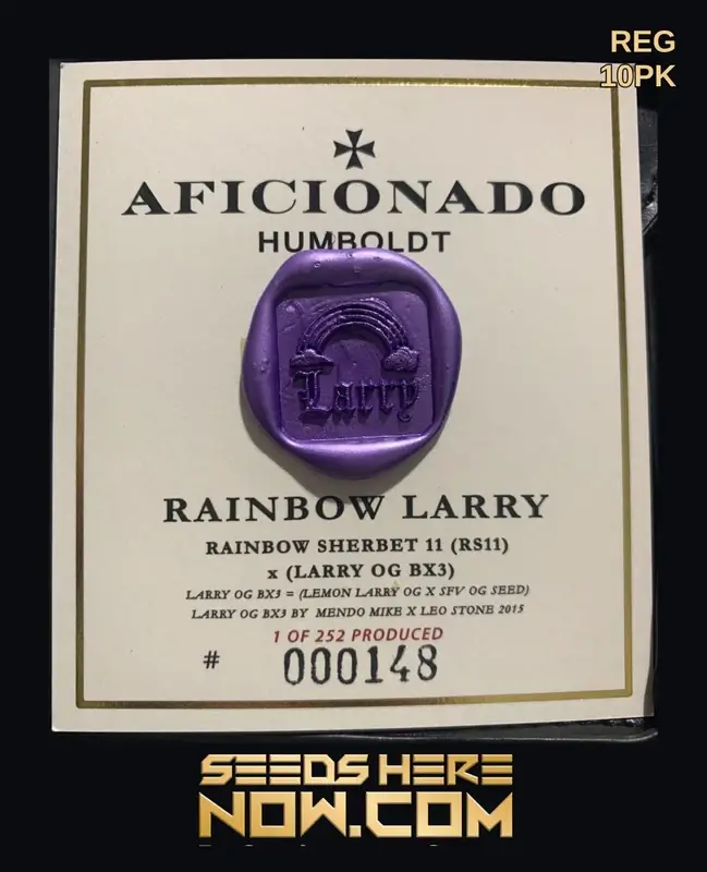 Rainbow Larry Cannabis Seeds featuring Rainbow Sherbet and Larry OG Lineage