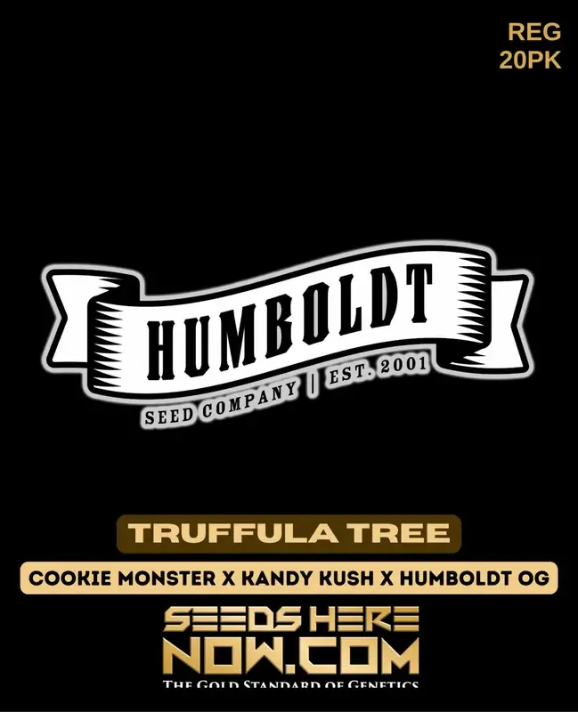 Truffula Tree cannabis seeds by Humboldt Seed Company, showing Indica-dominant strain with 24-28% THC.
