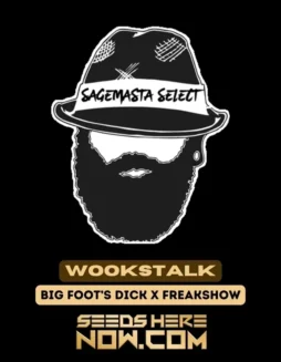 Wookstalk cannabis seeds, hybrid strain by S.A.G.E.masta showing sugar(space)dipped pinecone(space)like buds